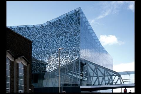 Foreign Office Architects’ John Lewis department store in Leicester is draped in ornate cladding reminiscent of lacy net curtains 